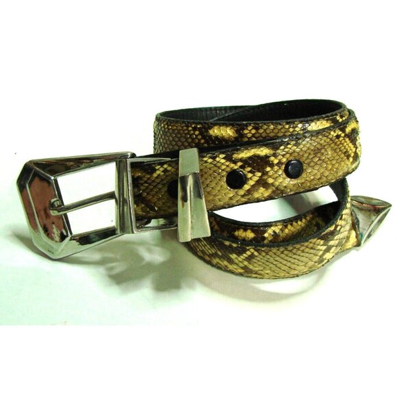 Genuine Snakeskin Belt womens Size Med Silver Tone Buckle Apple Acc of DE NY Vtg